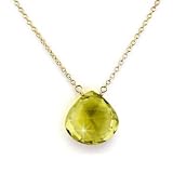 14K Gold Necklace with Lime Quartz Pendant