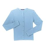 Port Authority Signature - Ladies Fine-Gauge Crewneck Cardigan Sweater Light Blue2X at Ladies Port Authority