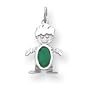 14k White Gold Emerald Boy Birthstone Charm - JewelryWeb