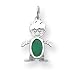 14k White Gold Emerald Boy Birthstone Charm - JewelryWeb
