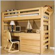 University Loft Graduate Twin Open Wood Loft Bunk Bed in Natural Finish