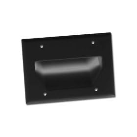 DataComm 45-0003-BK 3-Gang Recessed Low Voltage Cable Plate (Black)