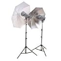 Interfit Photographic Stellar 500watt Tungsten Flood Light 2-Head Kit with Reflectors, Bulbs, Umbrellas & Light Stands, 1,000 Total Watts