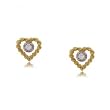Diamond Rope Heart Earrings in Yellow Gold
