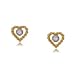 Ladies Yellow Gold Rope Heart Earrings w Diamonds