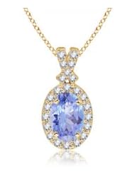 1.32 ct Oval Tanzanite and Diamond Vintage Pendant Necklace