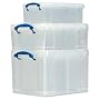 Really Useful Storage Box Plastic Lightweight Robust Stackable 9 Litre W255xD395xH155mm Clear - Ref 9C
