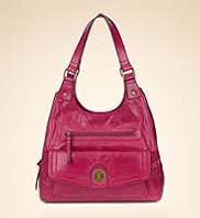 Leather Double Handle Twist Lock Hobo Bag