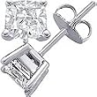 3.00 Carat Cushion Cut Platinum Stud Earrings