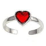 Sterling Silver Red Heart Toe Ring