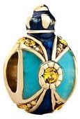 European Charm Bead Enamel Fabergé Style Egg Blue Pugster Charms Fits Pandora