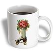 Vintage Victorian Steampunk Roller Skate Boot with Red Rose Bouquet - 11oz Magic Transforming Mug