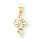 10k CZ (Cubic Zirconia) Cross Pendant