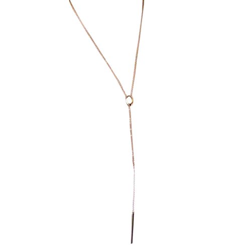 SUNNOW® Women's Girls Bohemian Alloy Long Chain Circle Bar Pendant Tassel Necklace