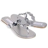 ESNY Flat Wedding Sandals with Rhinestones