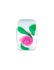 Kera White Murano Glass Roses Wheel Bead