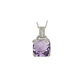14K White Gold Amethyst & Diamond Necklace