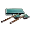 Crackle Effect 6 Pcs Japanese Sushi Plate Set (Aqua)