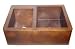 207CK4060 Double Offset Bowl SOLID COPPER Apron Front Farm House Sink- Hand Hammered Finish