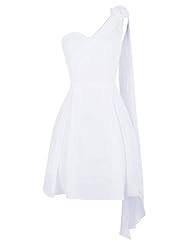 A-line Short Pleated Lace Chiffon One Shoulder Homecoming Dress/Bridesmaid Dress/Prom Dress 