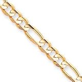 14k 6.8mm Concave Figaro Chain Anklet - 9 Inch
