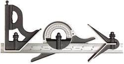 Starrett 434-18-4R Forged Hardened Square Center And Reversible Protractor Heads With Blade Combination Set Smooth Black Enamel Finish 4R Graduation 18 Size