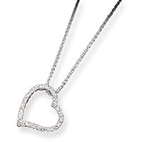 Sterling Silver CZ Heart Pendant With Chain - 16 Inch