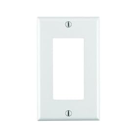 Leviton 80401-W 1-Gang Decora/GFCI Device Decora Wallplate, Standard Size, Thermoset, Device Mount, White