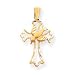 14k Cross With Dove Pendant