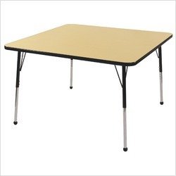 Early Childhood Resource ELR-14117-MMYE-TS 48 in. Maple Square Adjustable Activity Table with Maple Edge and Yellow Toddler Legs Nylon Swivel Glides