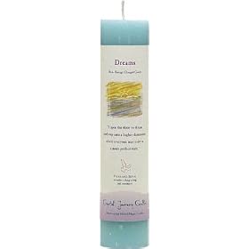 Crystal Journey Reiki Charged Herbal Magic Pillar Candle - DREAMS - Made with Aromatherapy Essential Oils of Lavender, Rosemary, and Ylang Ylang