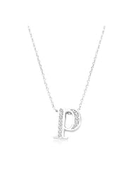 Pave Initial P Pendant Necklace