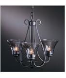 IMAGE OF Hubbardton Forge 10-1450-20-CTO Sweeping Taper 3 Light Mini Chandelier in Natural Iron with Water glass