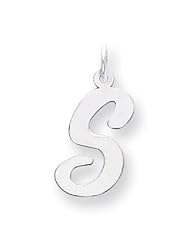 14k White Gold Large Script Initial S Charm. Gold Wt- 0.56g.