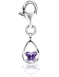 Bfly Cz Birthstone Charm Sterling Silver February Bfly Imitation Birthstone Charm