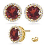 0.26 Ct Diamond & 0.58 Ct Garnet Earrings in 14K Yellow Gold