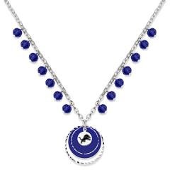 NFL Officially Licensed Detroit Lions Game Day Necklace W/ Blue Glass Bead