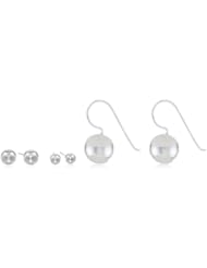 Sterling Silver 6mm, 4mm Stud and Large Ball Hardwire Stud Earrings, Set of 3