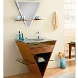 DecoLav Ancahra Pedestal Sink Triangular with Counter, Shelf, Vessel and Mirror 2650T-BB-TNG