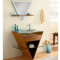 DecoLav Ancahra Pedestal Sink Triangular with Counter, Shelf, Vessel and Mirror 2650T-BB-TNG