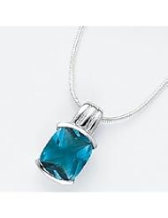 Sterling Silver Blue CZ Pendant on 18" Chain Necklace QG1032-18"