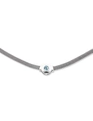 Sterling Silver Blue Topaz & Mesh Fancy Necklace QG940-16"