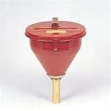 Justrite 08207 Red Steel Drum Funnel with 6'' Brass Flame Arrestor