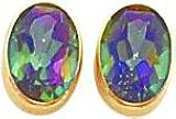 14K Yellow Gold Mystic Fire Topaz Stud Earrings New