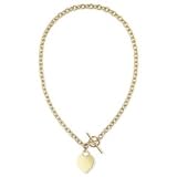9ct Albert Chain with Heart Charm and T-bar 17in/43cm. Beautiful presentation gift box and anonymous outer packaging. Money back if not 100% delighted