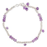 NOVICA Amethyst anklet, 'Wine Light' by 