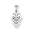 14k White Gold Filigree Heart Dangle Earrings - JewelryWeb