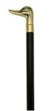 Walking Cane - Duck head Black stained shaft. This walking stick cane is a unisex walking aid. This wooden cane has a solid brass duck head handle. This custom cane has a maple black stained shaft. This wooden cane has a weight capacity of 250 pounds and 36 inches shaft long.