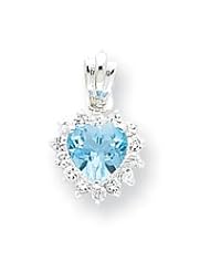 Sterling Silver Blue Topaz & CZ Pendant QC2932"