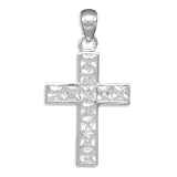 Mens Cross Pendant White Gold Look Sterling Silver CZ